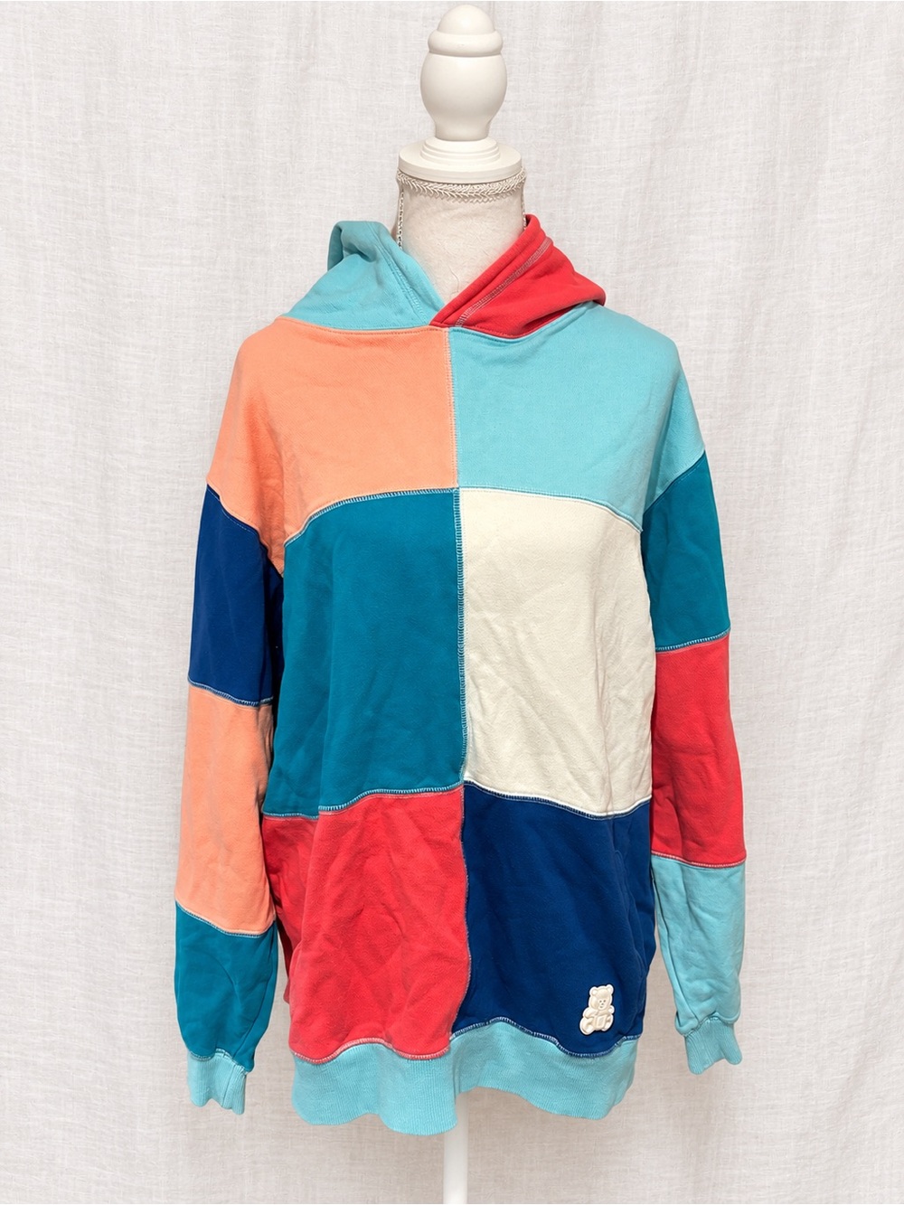 Teddy Fresh Color Block Patchwork Hoodie XL Multicolor Unisex Streetwear